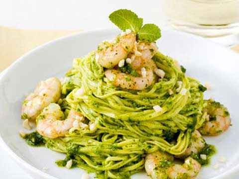 linguine gamberi e pistacchio